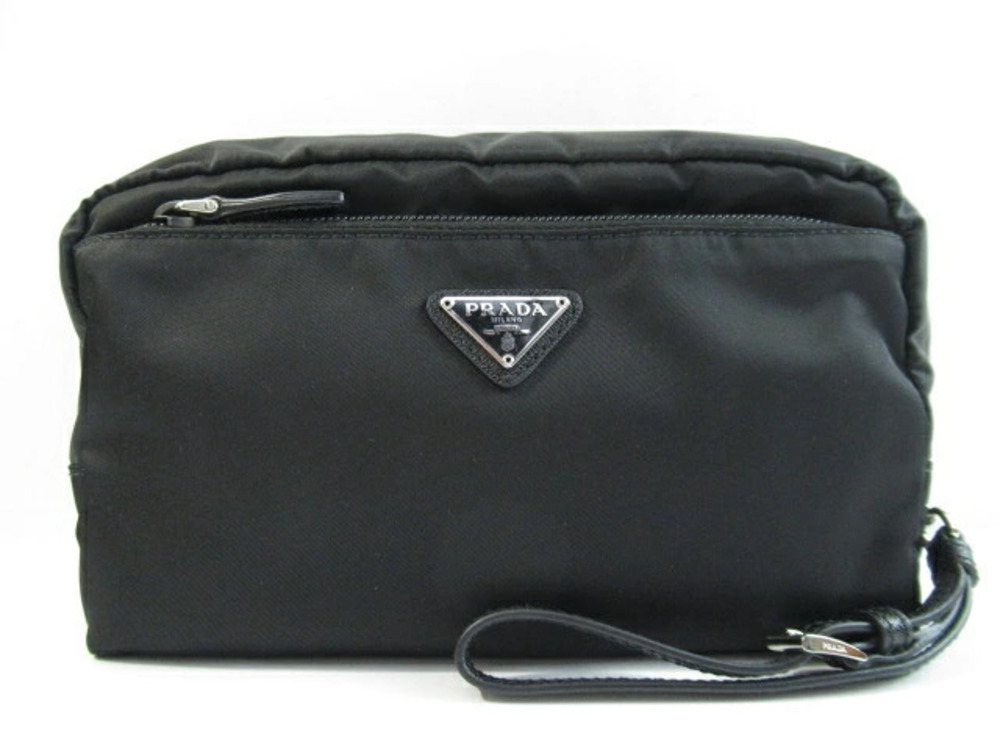 Prada Bag Accessory Pouch Clutch handle Black
